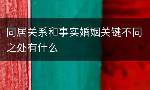 同居关系和事实婚姻关键不同之处有什么