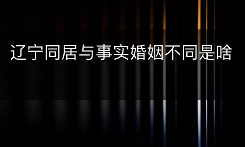 辽宁同居与事实婚姻不同是啥