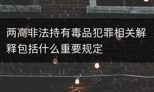 两高非法持有毒品犯罪相关解释包括什么重要规定