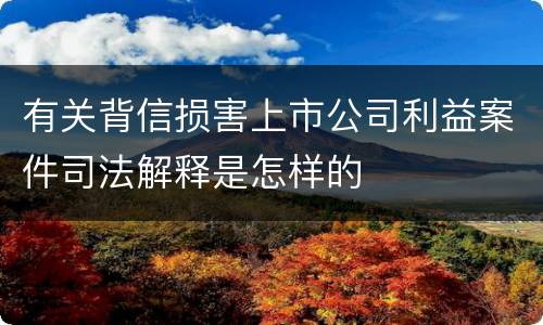 有关背信损害上市公司利益案件司法解释是怎样的