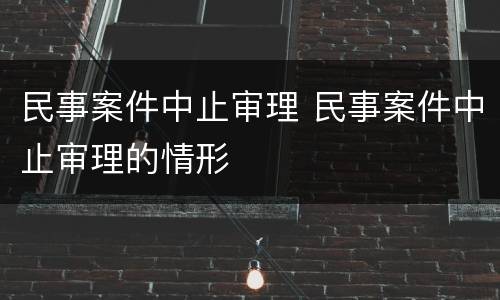 民事案件中止审理 民事案件中止审理的情形