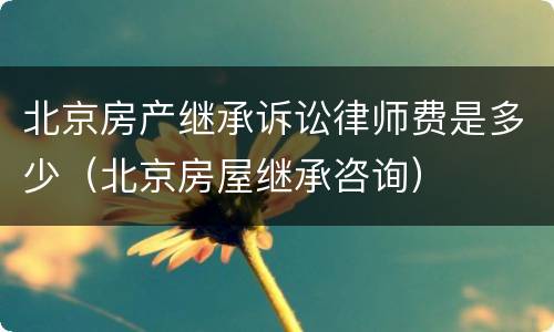 北京房产继承诉讼律师费是多少（北京房屋继承咨询）