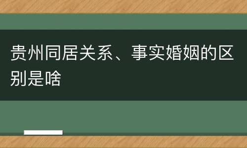 贵州同居关系、事实婚姻的区别是啥