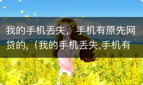 我的手机丢失，手机有原先网贷的,（我的手机丢失,手机有原先网贷的信息）