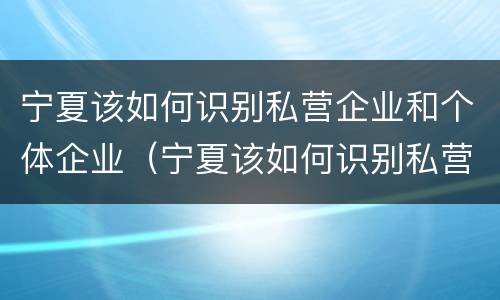 宁夏该如何识别私营企业和个体企业（宁夏该如何识别私营企业和个体企业的区别）