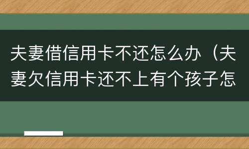 夫妻借信用卡不还怎么办（夫妻欠信用卡还不上有个孩子怎么办）