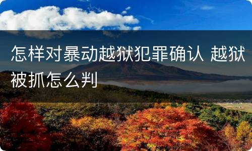 怎样对暴动越狱犯罪确认 越狱被抓怎么判
