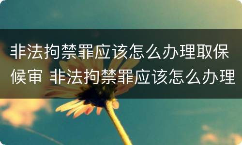 非法拘禁罪应该怎么办理取保候审 非法拘禁罪应该怎么办理取保候审呢