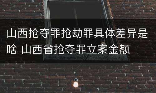 山西抢夺罪抢劫罪具体差异是啥 山西省抢夺罪立案金额