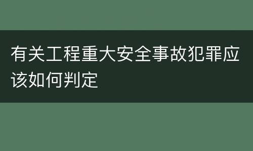 有关工程重大安全事故犯罪应该如何判定