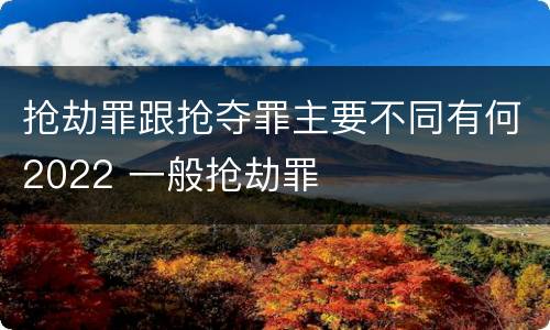 抢劫罪跟抢夺罪主要不同有何2022 一般抢劫罪