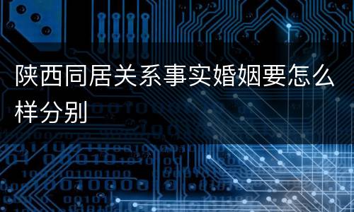 陕西同居关系事实婚姻要怎么样分别