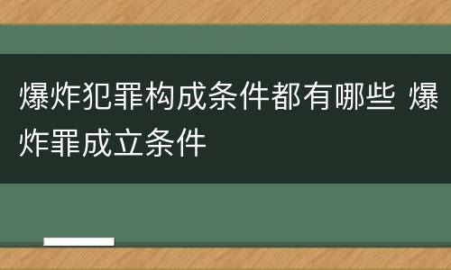 爆炸犯罪构成条件都有哪些 爆炸罪成立条件