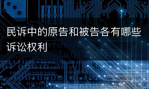 民诉中的原告和被告各有哪些诉讼权利