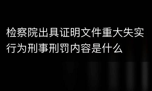 检察院出具证明文件重大失实行为刑事刑罚内容是什么