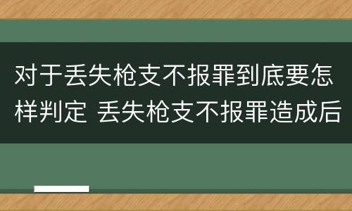 对于丢失枪支不报罪到底要怎样判定 丢失枪支不报罪造成后果
