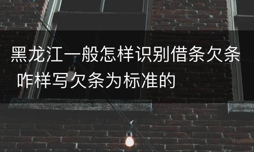 黑龙江一般怎样识别借条欠条 咋样写欠条为标准的