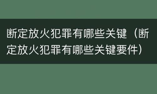断定放火犯罪有哪些关键（断定放火犯罪有哪些关键要件）