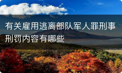 有关雇用逃离部队军人罪刑事刑罚内容有哪些