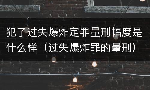 犯了过失爆炸定罪量刑幅度是什么样（过失爆炸罪的量刑）