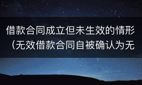 借款合同成立但未生效的情形（无效借款合同自被确认为无效之日起无效）