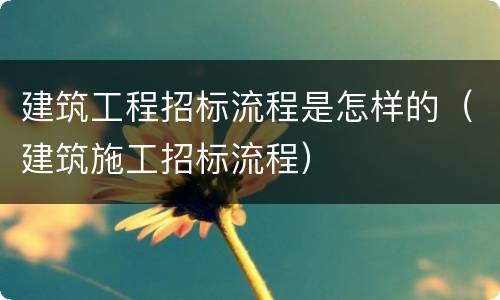 建筑工程招标流程是怎样的（建筑施工招标流程）