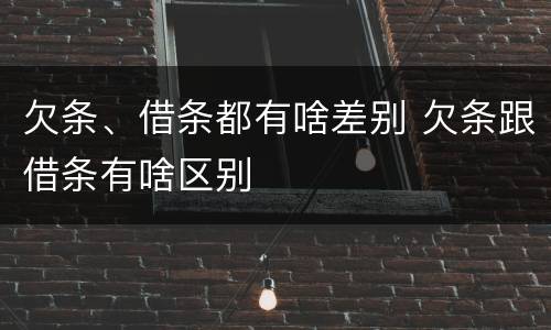 欠条、借条都有啥差别 欠条跟借条有啥区别