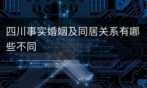 四川事实婚姻及同居关系有哪些不同