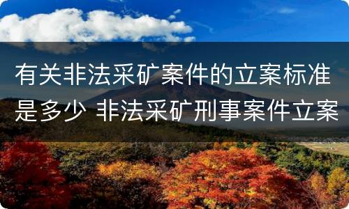 有关非法采矿案件的立案标准是多少 非法采矿刑事案件立案标准