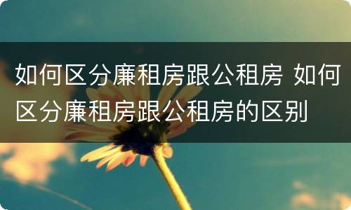 如何区分廉租房跟公租房 如何区分廉租房跟公租房的区别