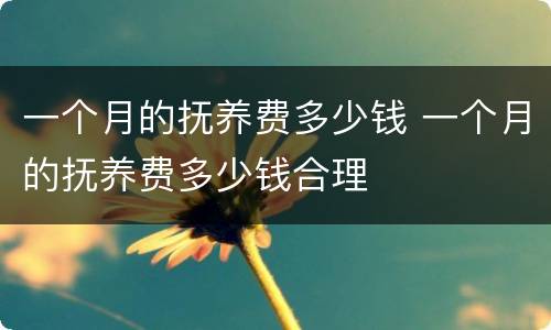 一个月的抚养费多少钱 一个月的抚养费多少钱合理