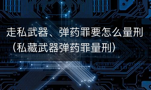 走私武器、弹药罪要怎么量刑（私藏武器弹药罪量刑）