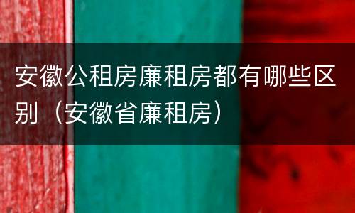 安徽公租房廉租房都有哪些区别（安徽省廉租房）