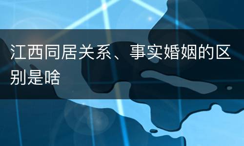 江西同居关系、事实婚姻的区别是啥