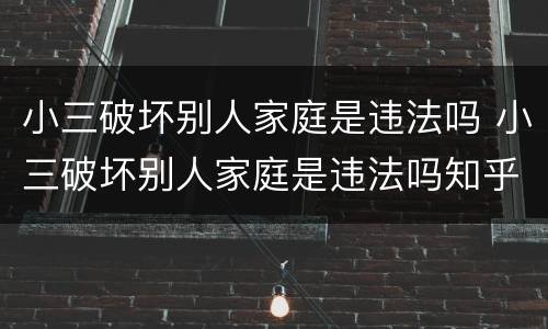 小三破坏别人家庭是违法吗 小三破坏别人家庭是违法吗知乎