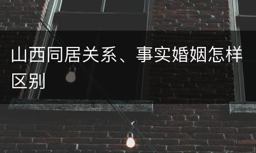 山西同居关系、事实婚姻怎样区别