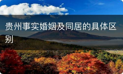 贵州事实婚姻及同居的具体区别