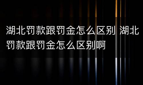 湖北罚款跟罚金怎么区别 湖北罚款跟罚金怎么区别啊