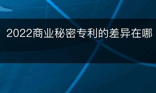 2022商业秘密专利的差异在哪
