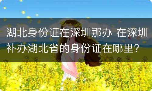 湖北身份证在深圳那办 在深圳补办湖北省的身份证在哪里?