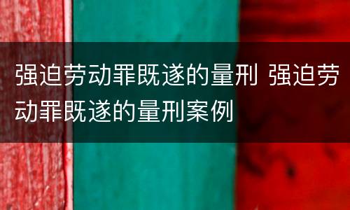 强迫劳动罪既遂的量刑 强迫劳动罪既遂的量刑案例