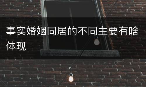 事实婚姻同居的不同主要有啥体现