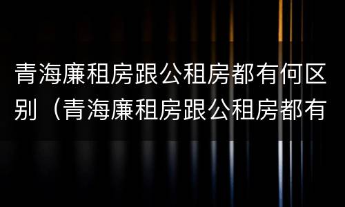 青海廉租房跟公租房都有何区别（青海廉租房跟公租房都有何区别呢）