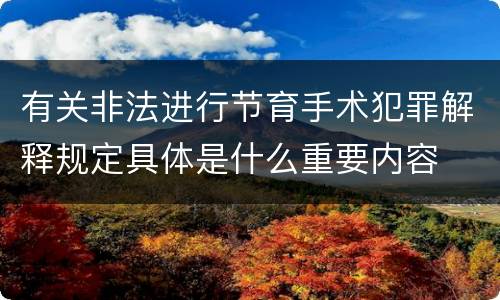 有关非法进行节育手术犯罪解释规定具体是什么重要内容