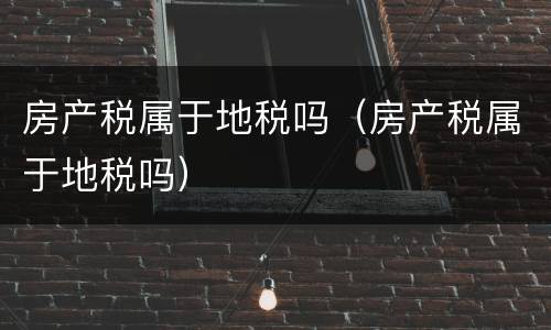 房产税属于地税吗（房产税属于地税吗）