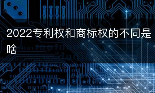 2022专利权和商标权的不同是啥