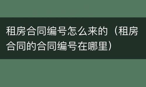 租房合同编号怎么来的（租房合同的合同编号在哪里）