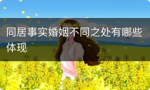 同居事实婚姻不同之处有哪些体现