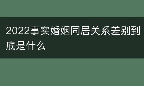 2022事实婚姻同居关系差别到底是什么