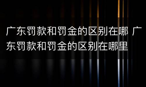广东罚款和罚金的区别在哪 广东罚款和罚金的区别在哪里